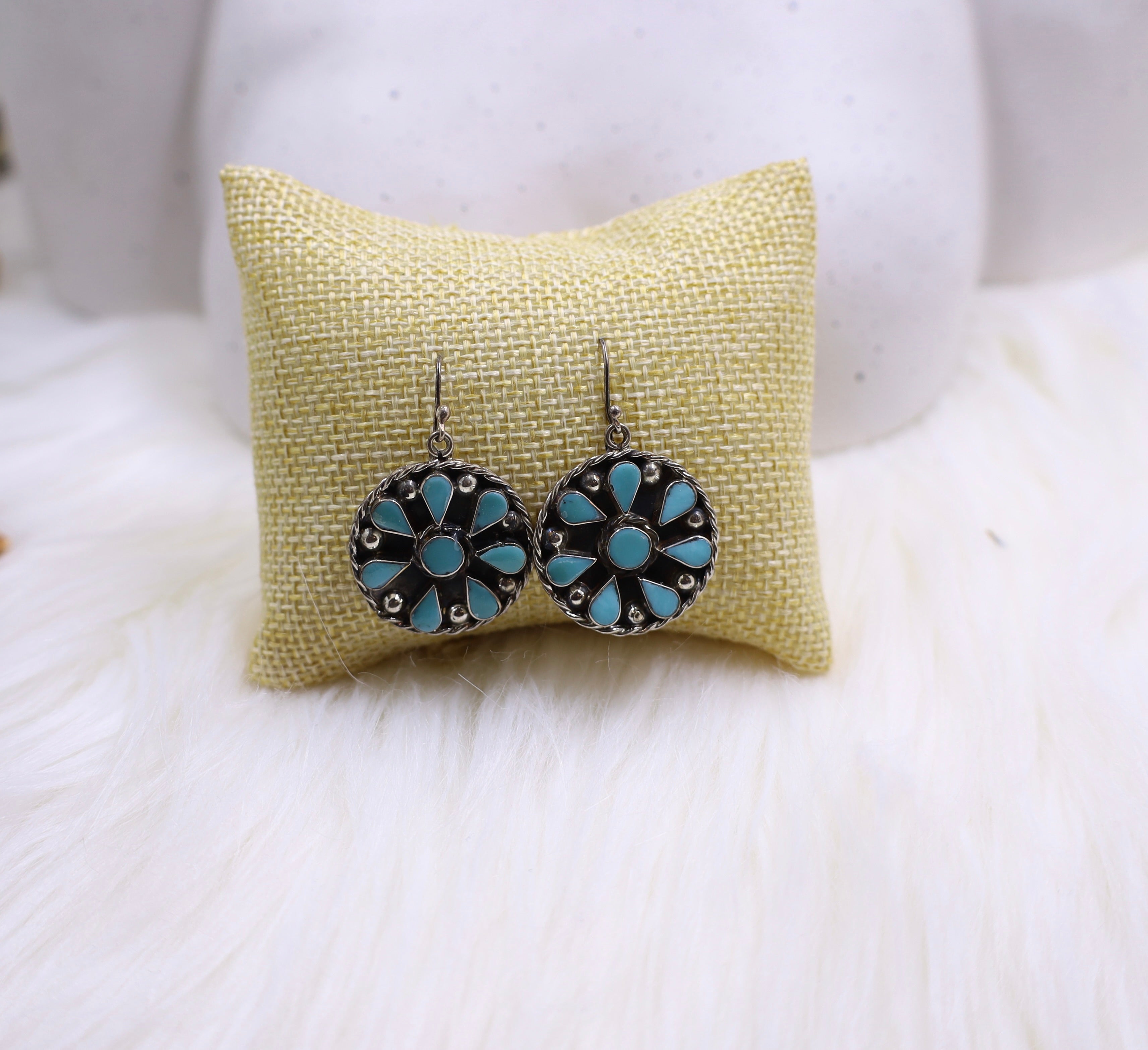 Round Natural Turquoise Earrings