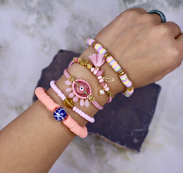 Talavera Heishi Pink Bracelet