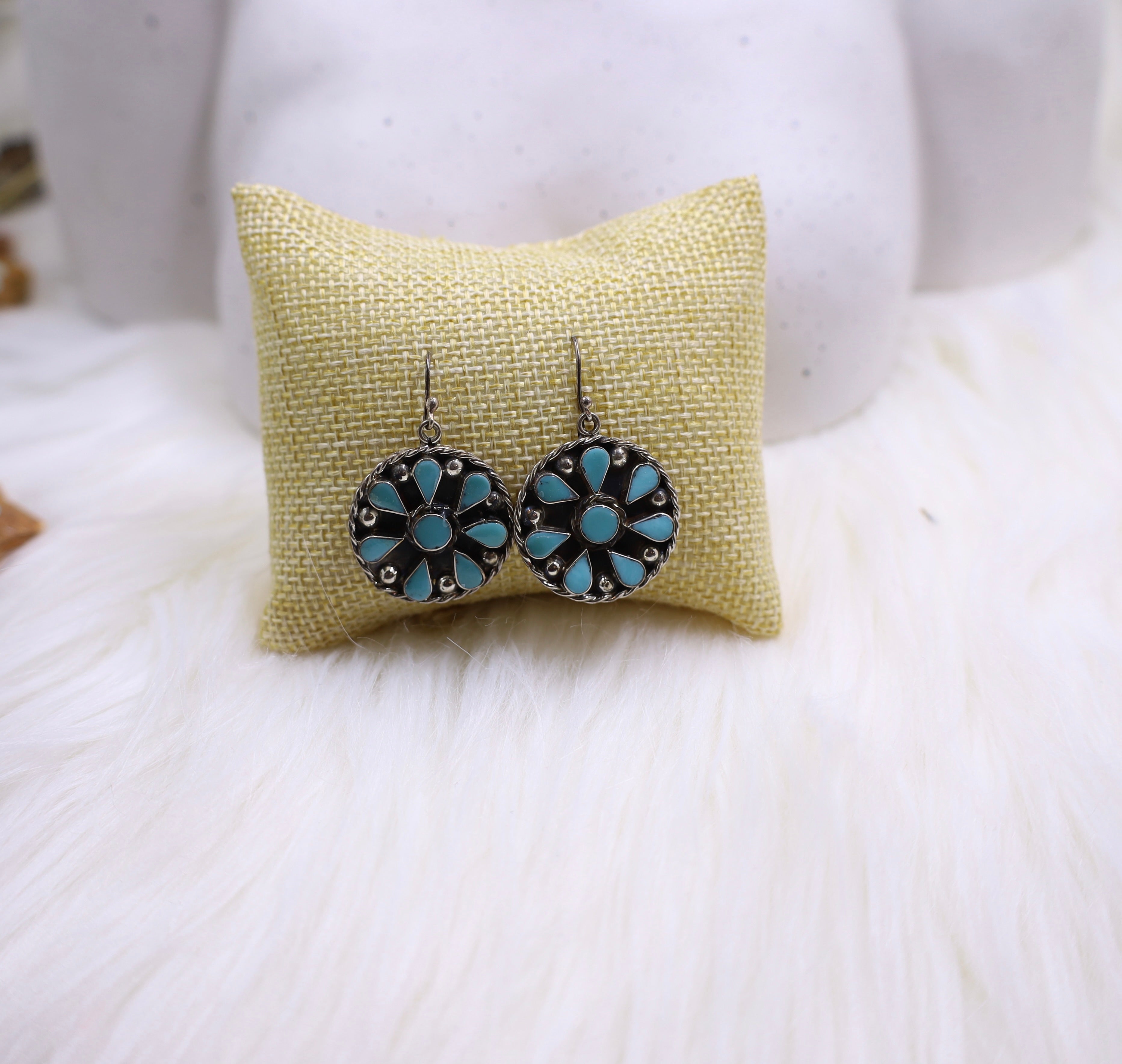 Round Natural Turquoise Earrings