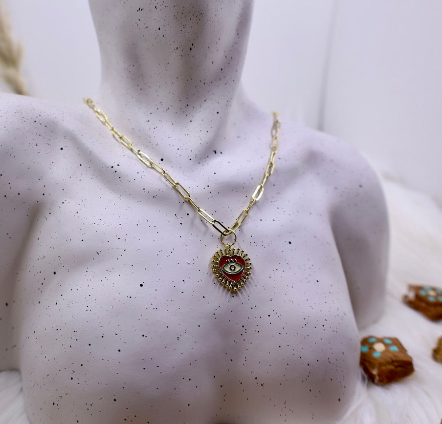 Evil Eye Heart Necklace