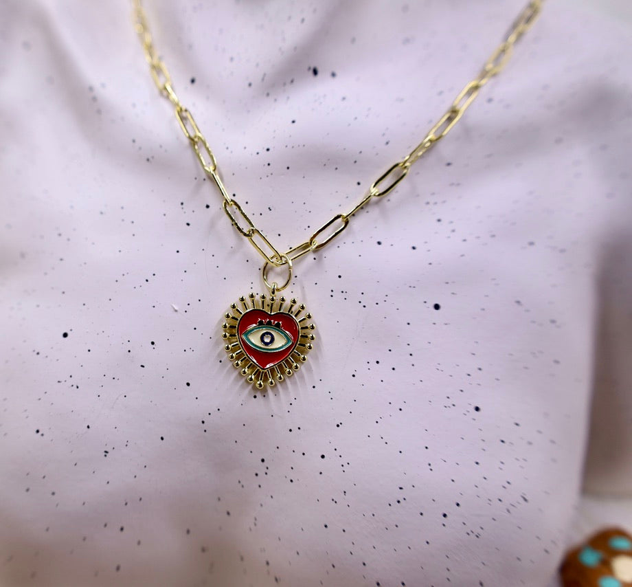 Evil Eye Heart Necklace