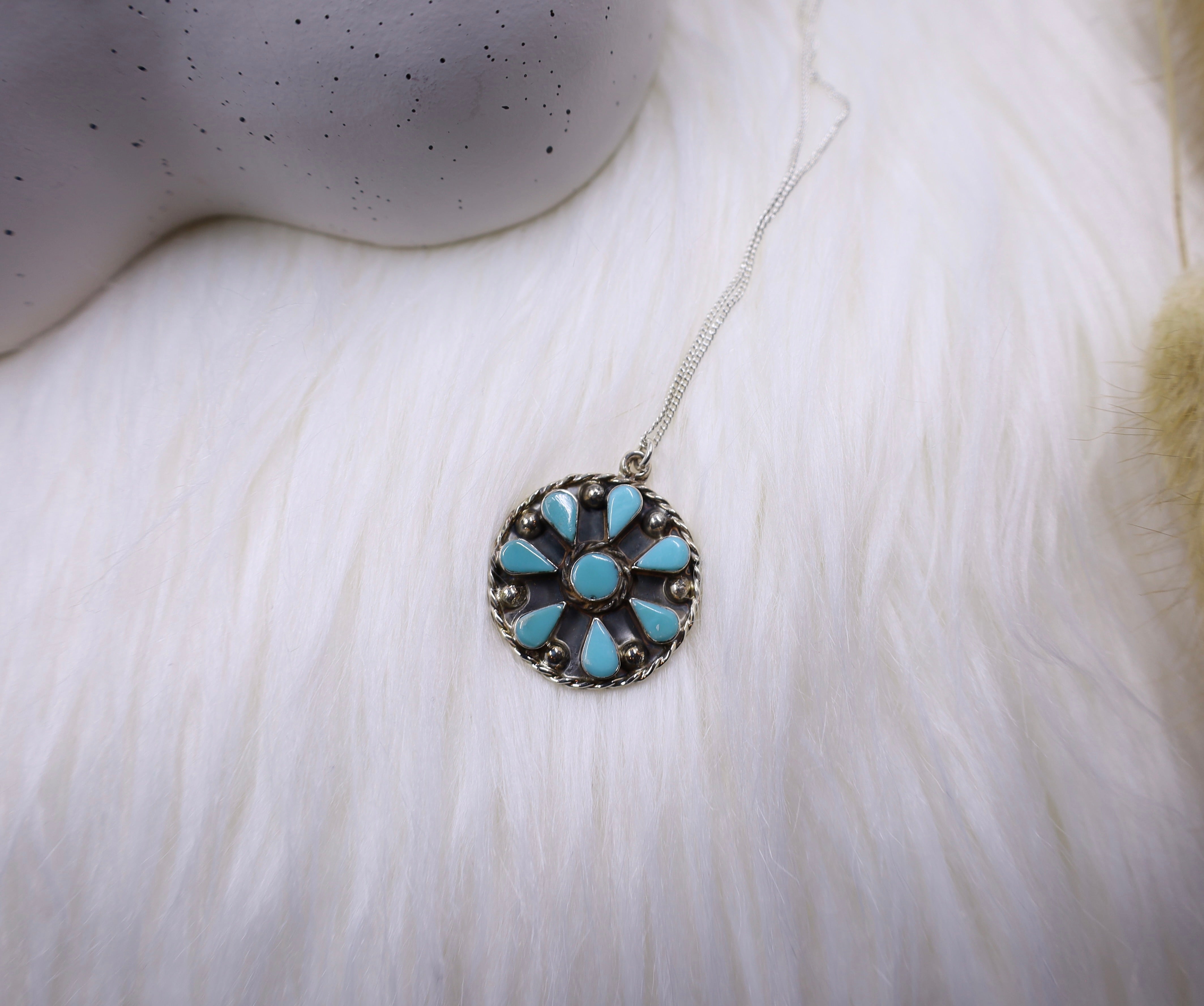 Round Natural Turquoise Necklace