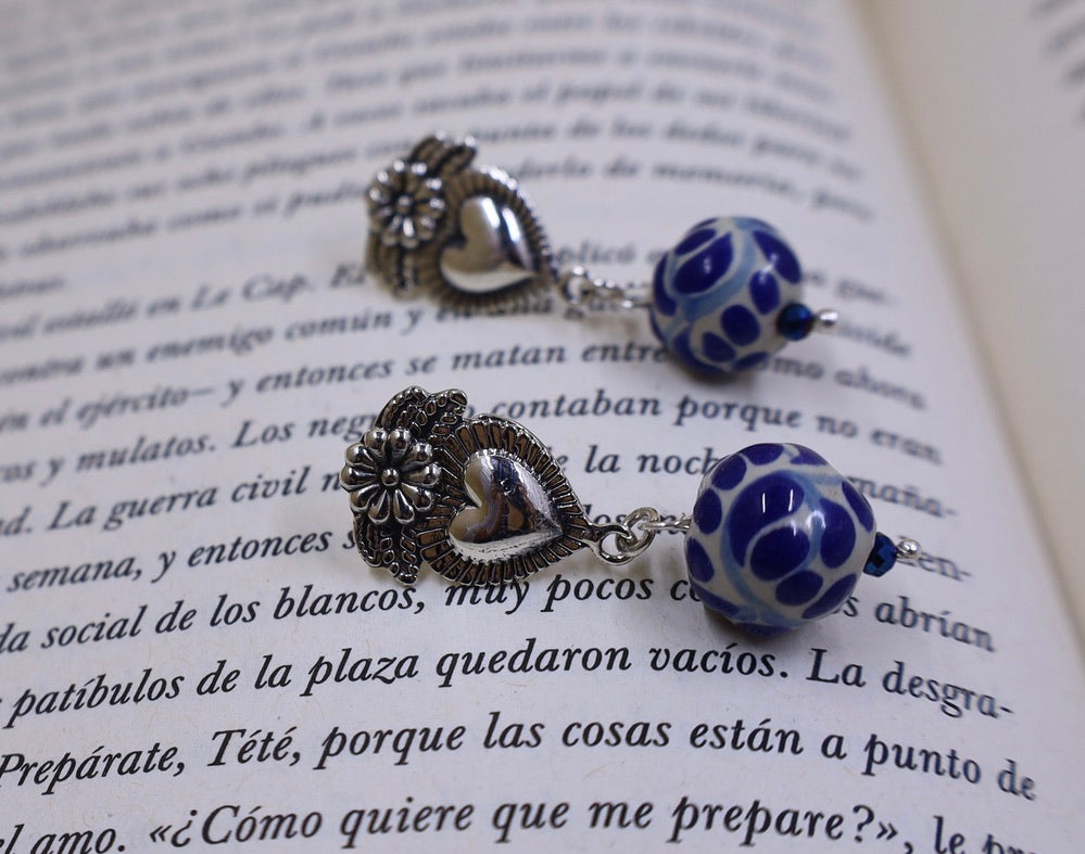 Frida Kahlo Flor Earrings with Talavera