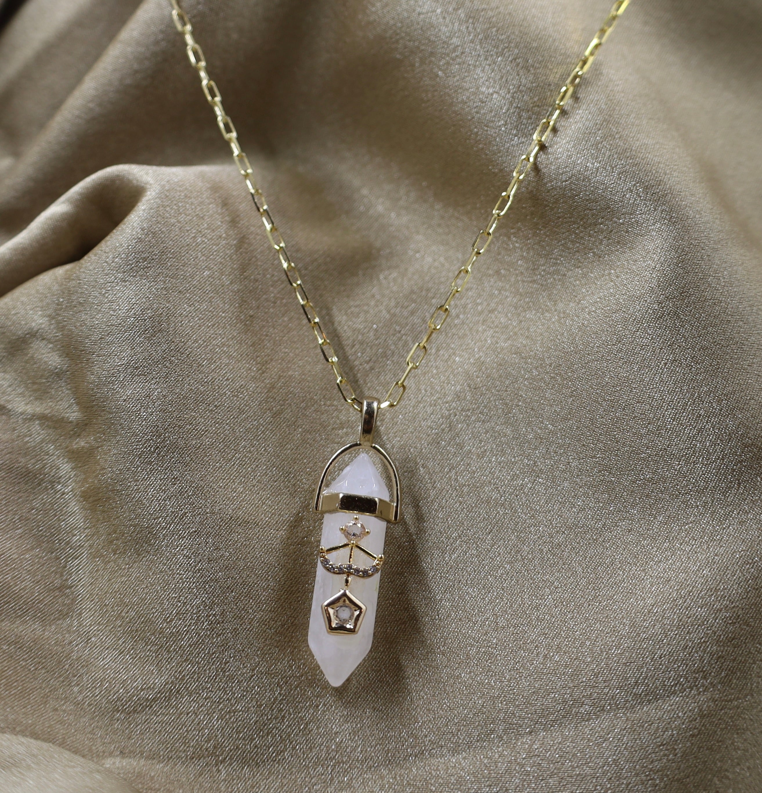 White Quartz Bow & Arrow Necklace