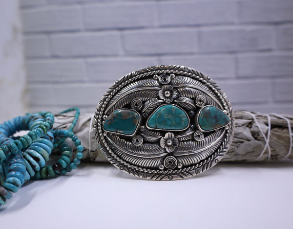 Kathleen Sterling Silver Turquoise Belt Buckle