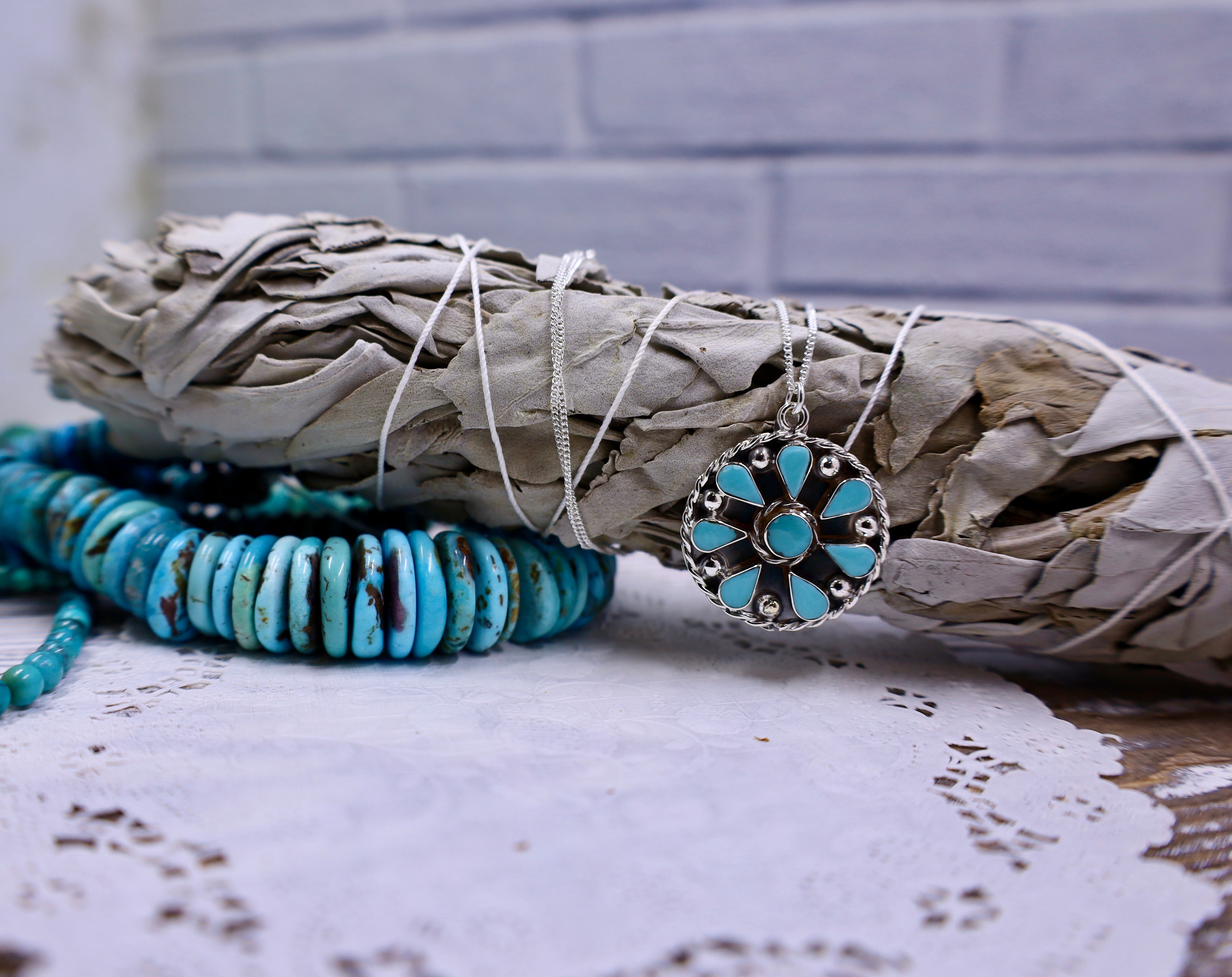 Round Natural Turquoise Necklace