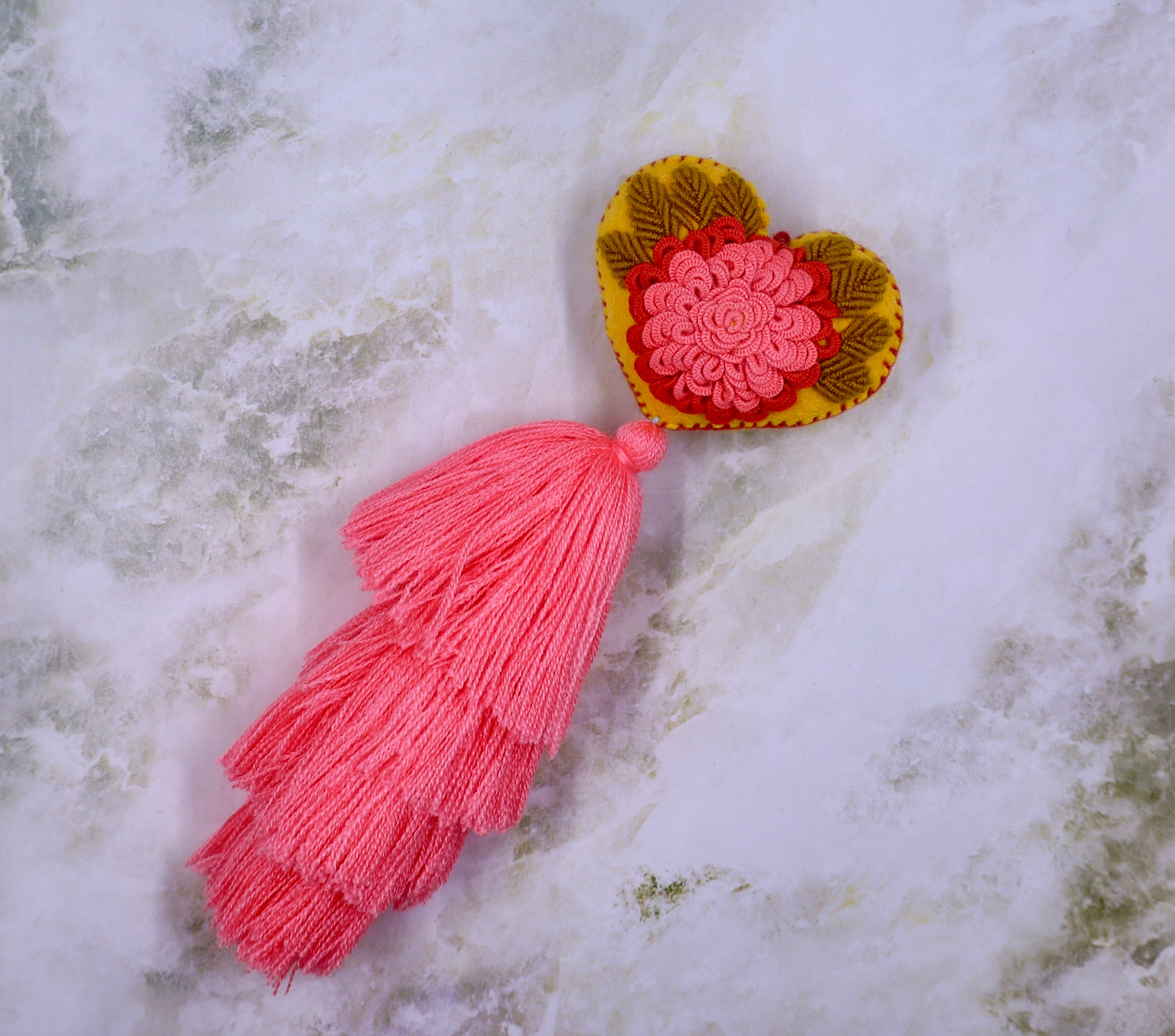 Heart Embroidered Tassel