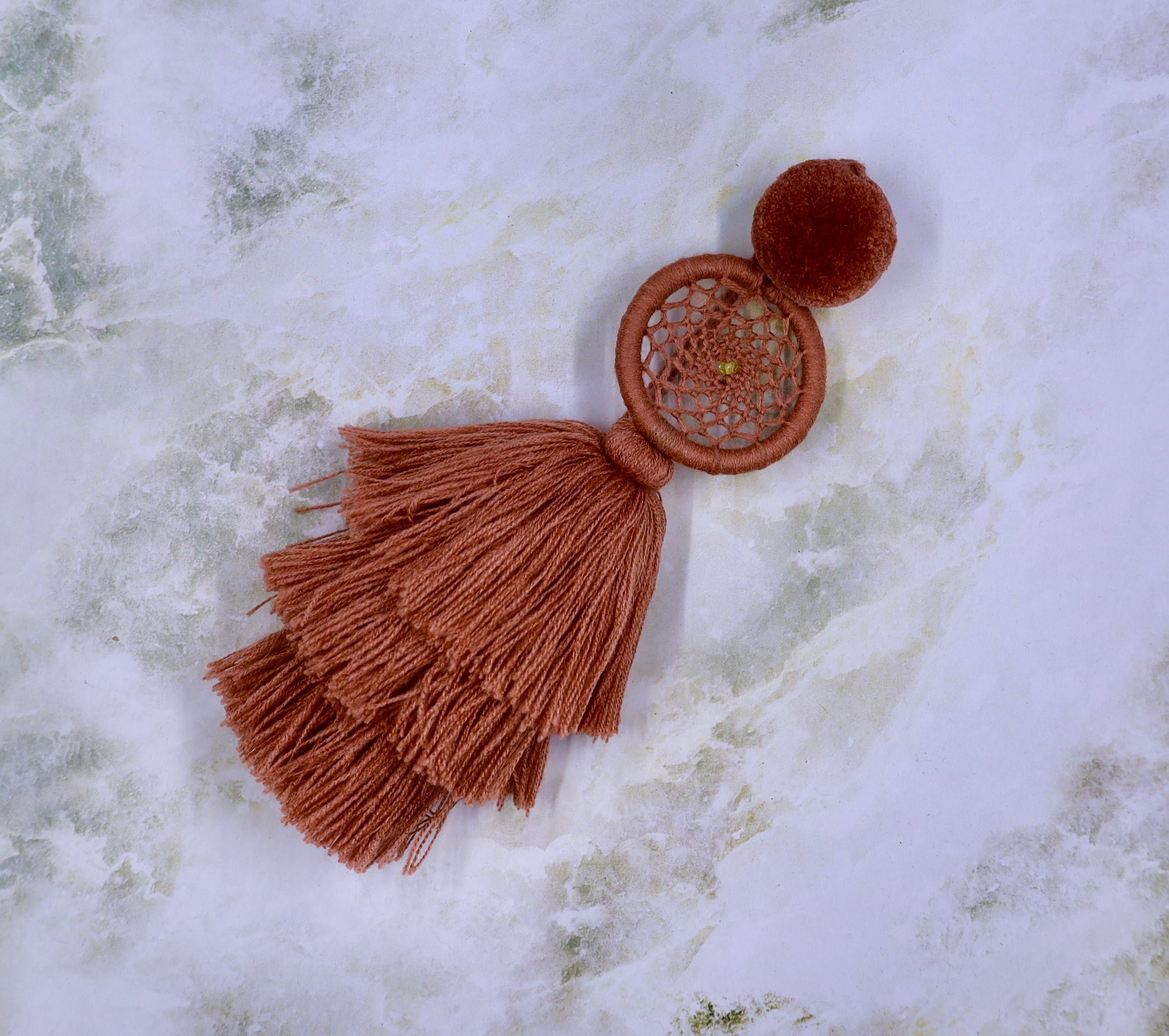 3 Tassel Small Dream Catcher with Amber Bead