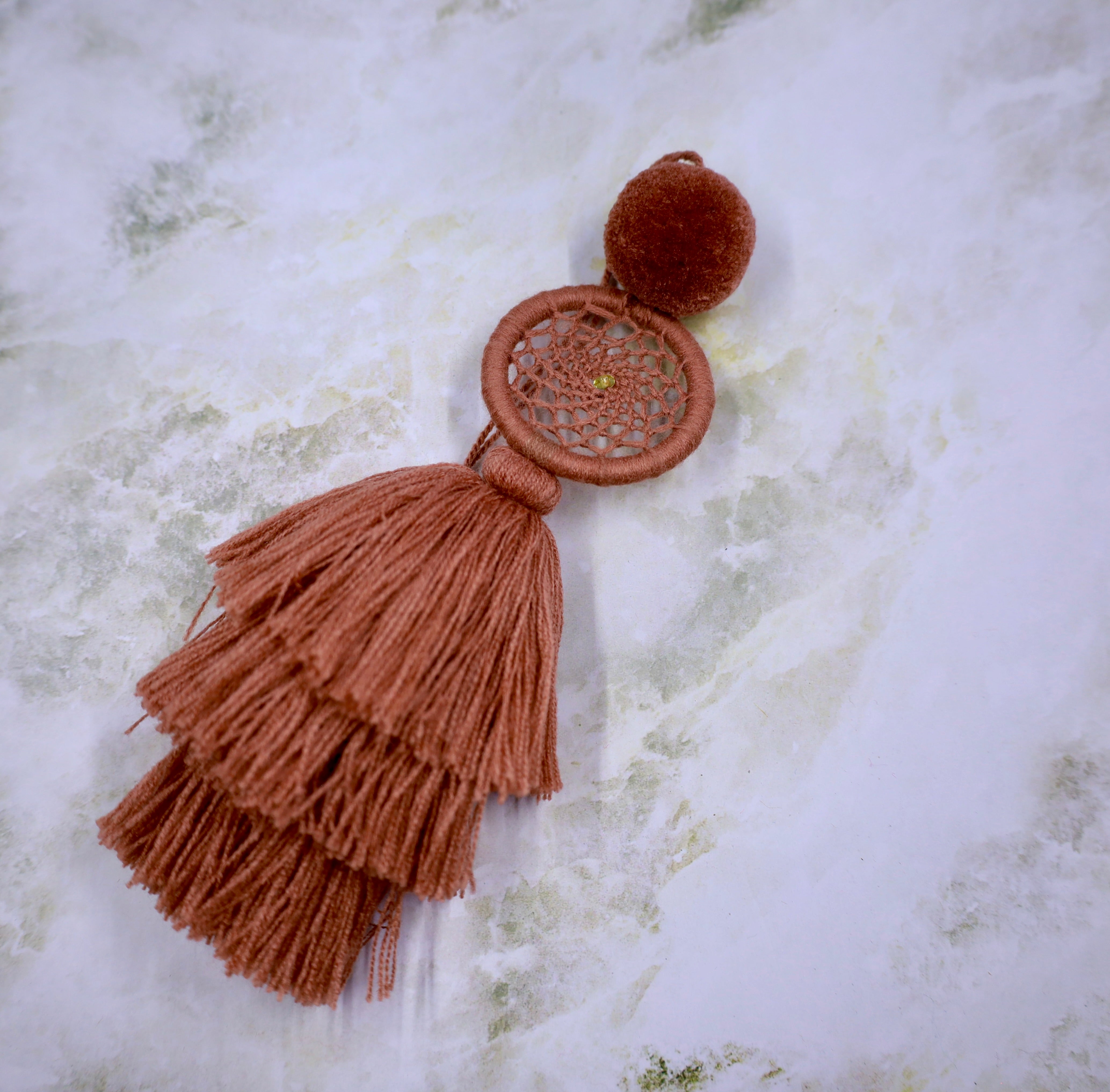 3 Tassel Small Dream Catcher with Amber Bead