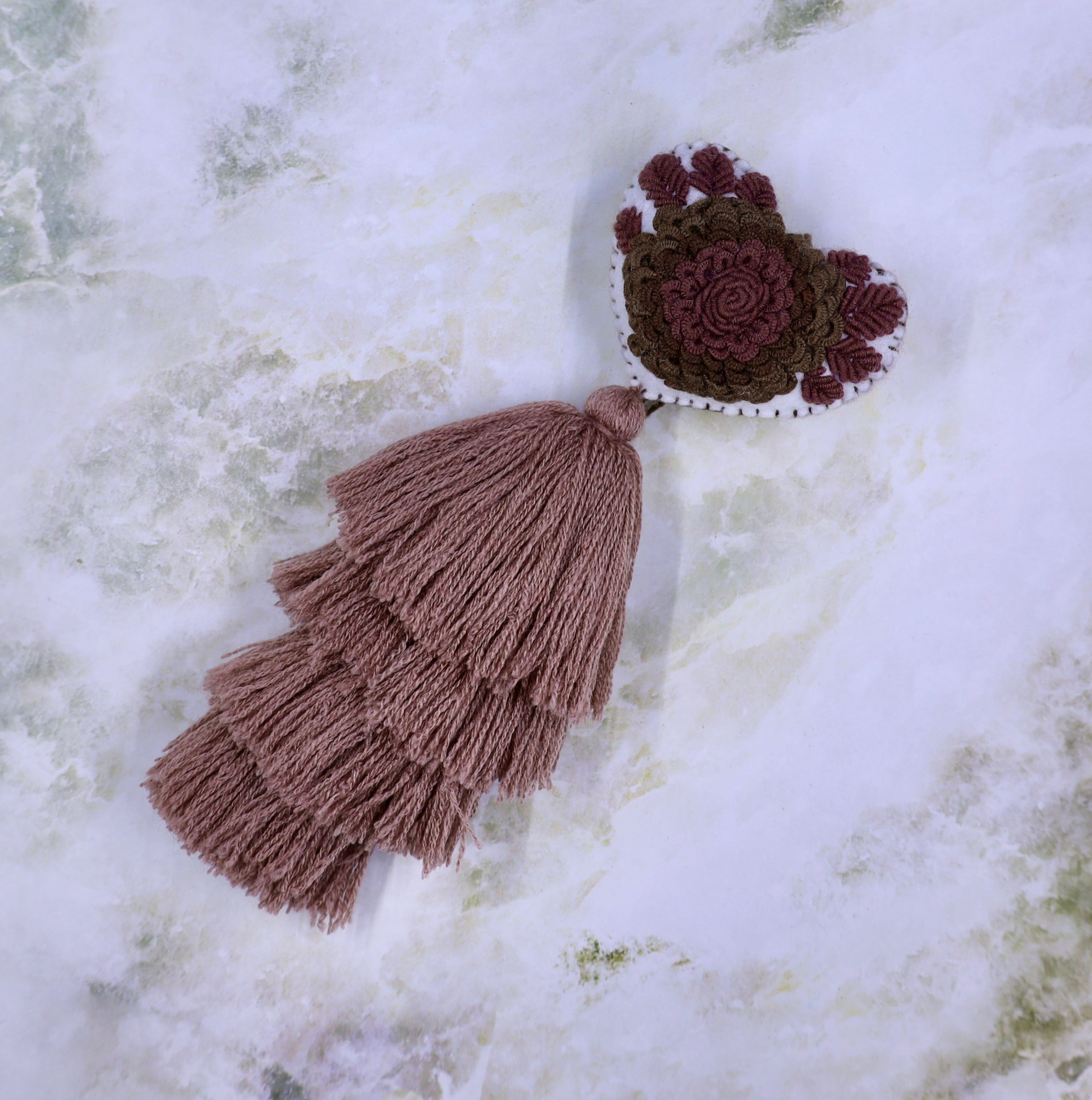 Heart Embroidered Tassel