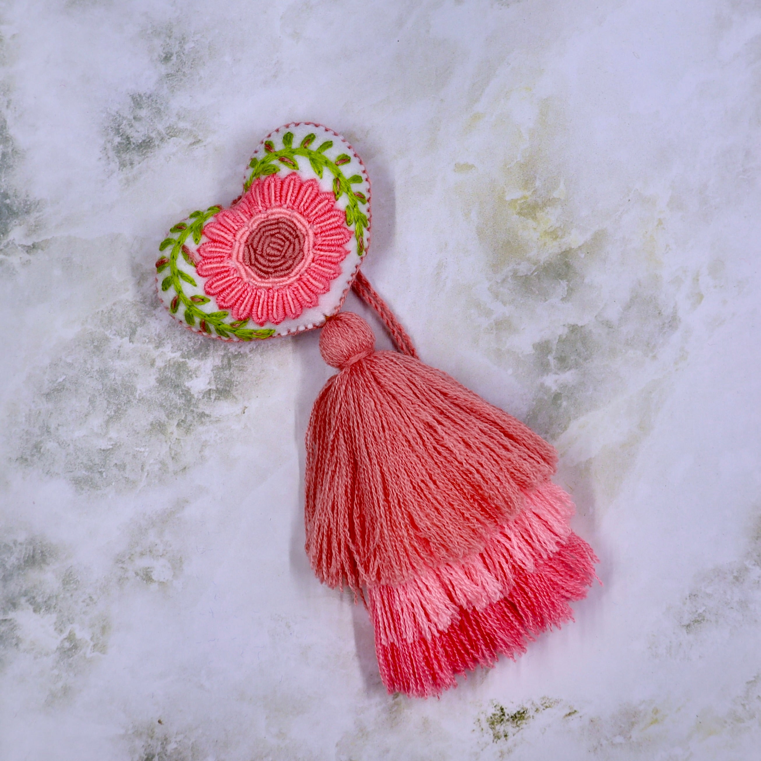 Heart with Flower & Tassle