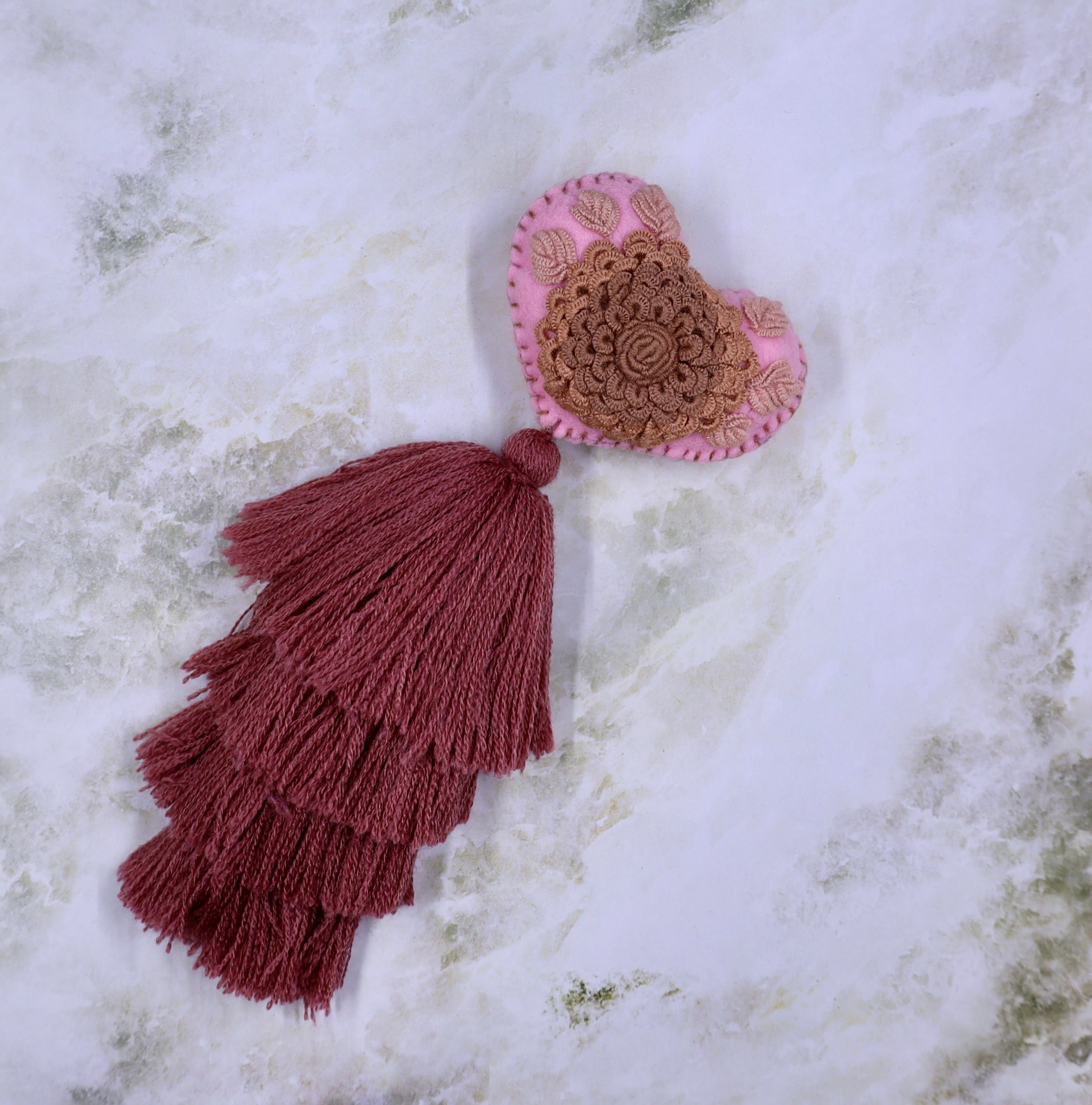 Heart Embroidered Tassel