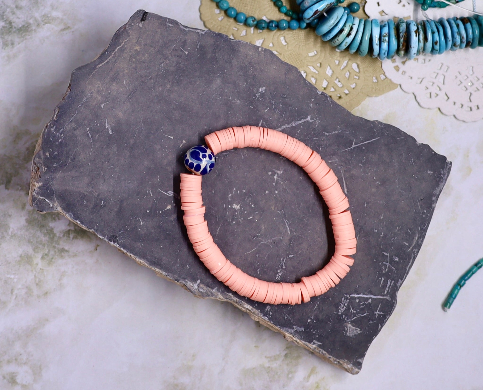 Talavera Heishi Pink Bracelet