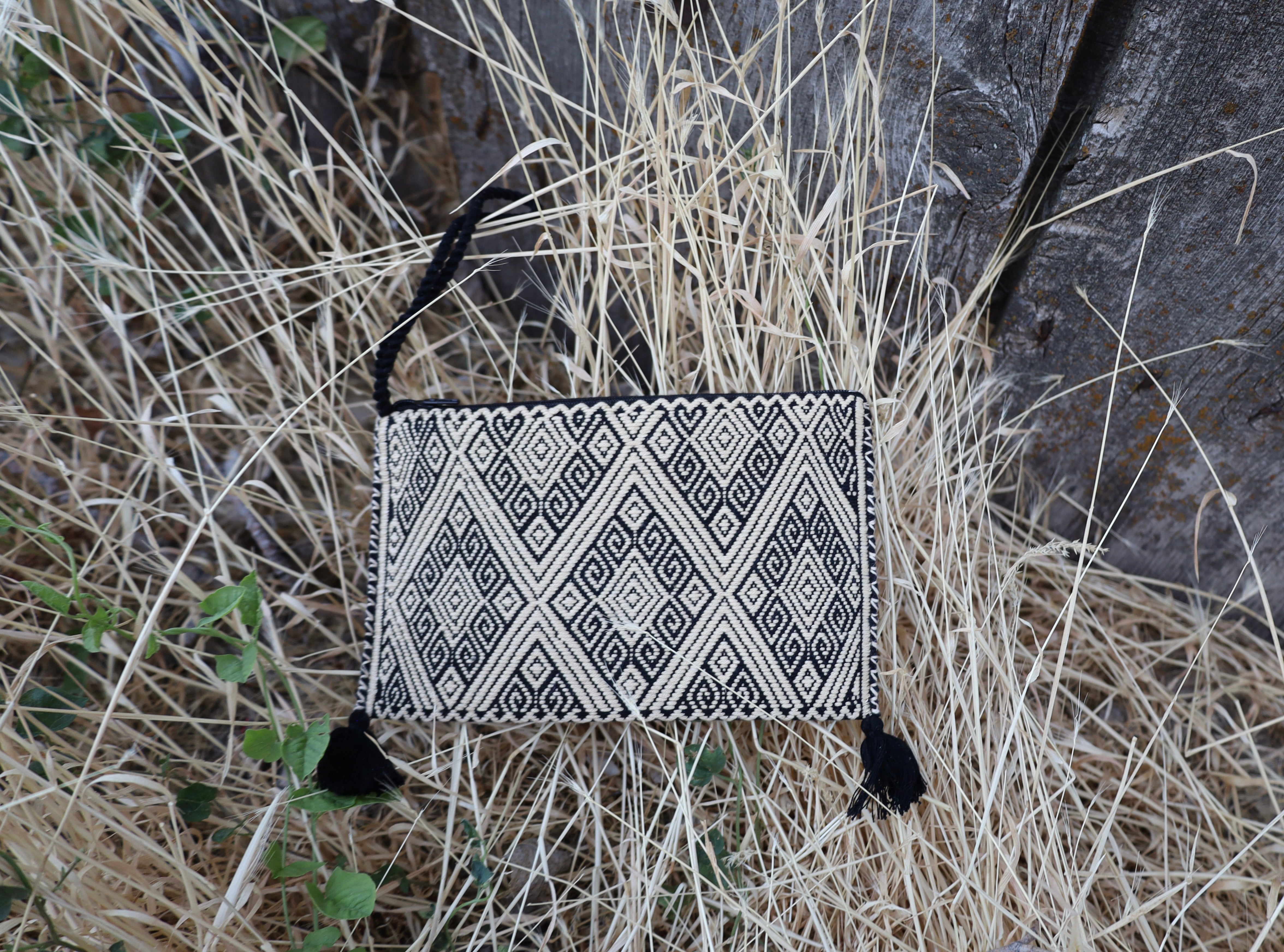 Zoe Clutch Embroidered Bag w/Tassles