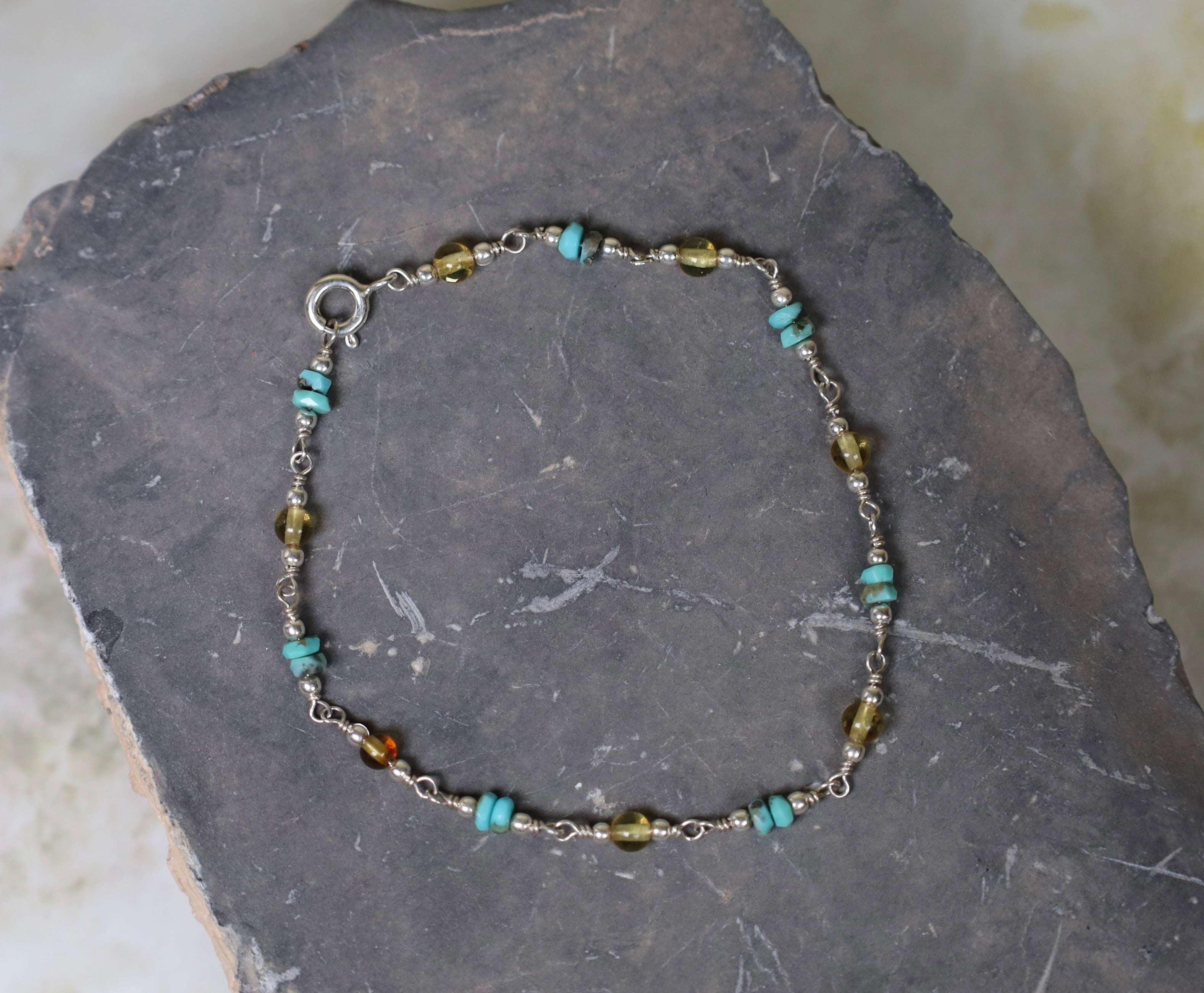 Amber & Turquoise Bracelet