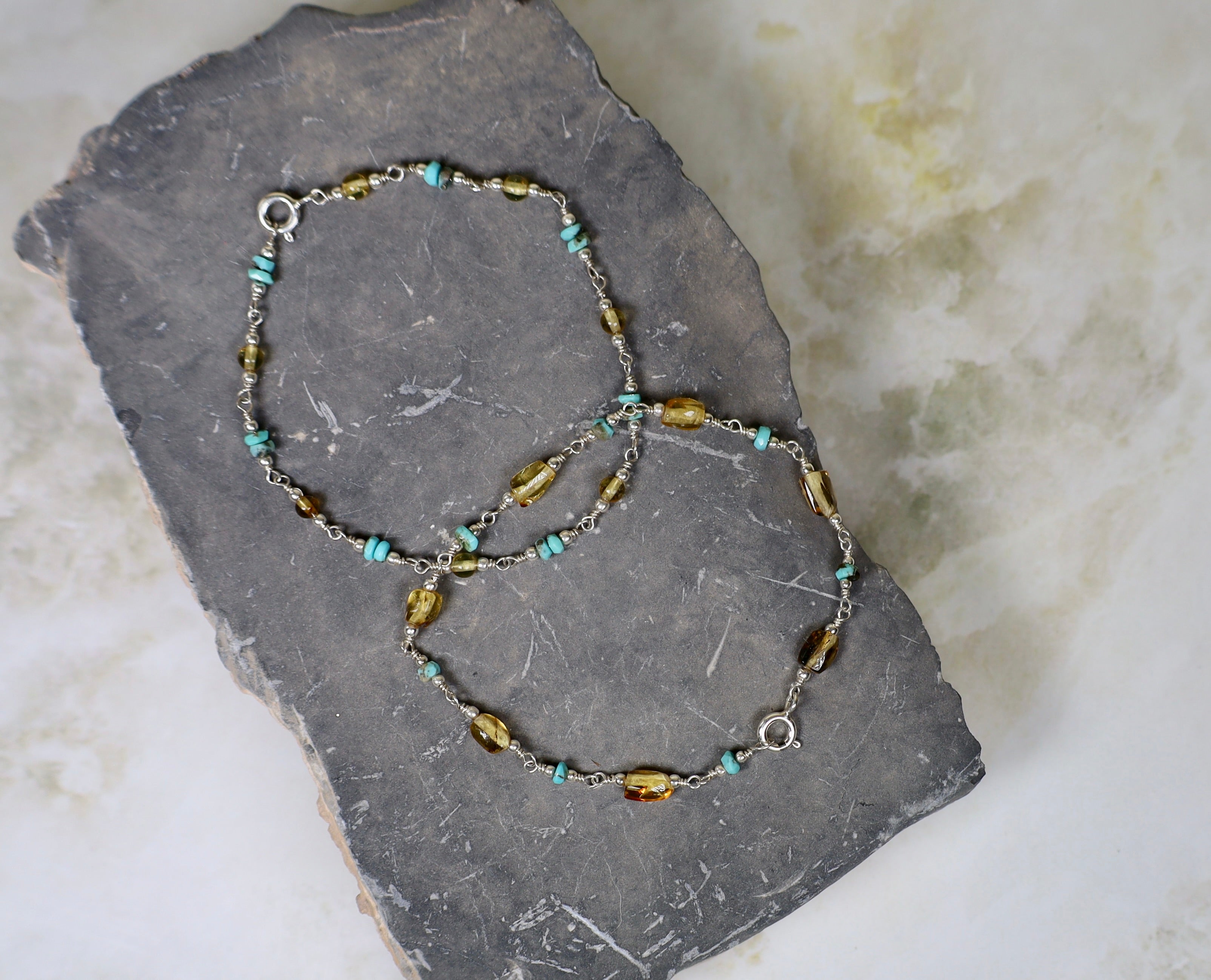 Amber & Turquoise Bracelet