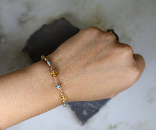 Amber & Turquoise Bracelet