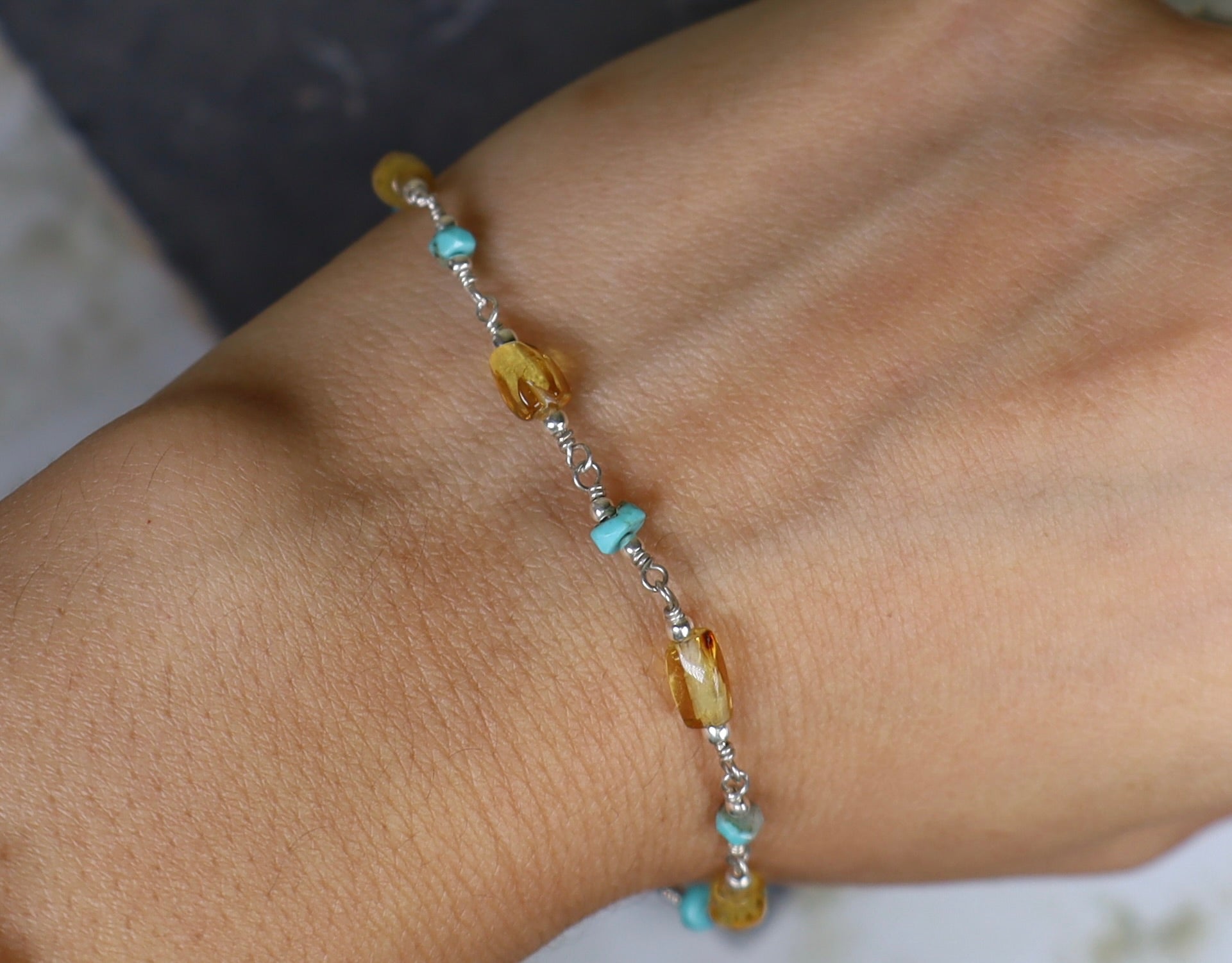 Amber & Turquoise Bracelet