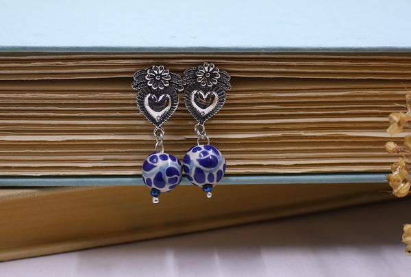 Frida Kahlo Flor Earrings with Talavera