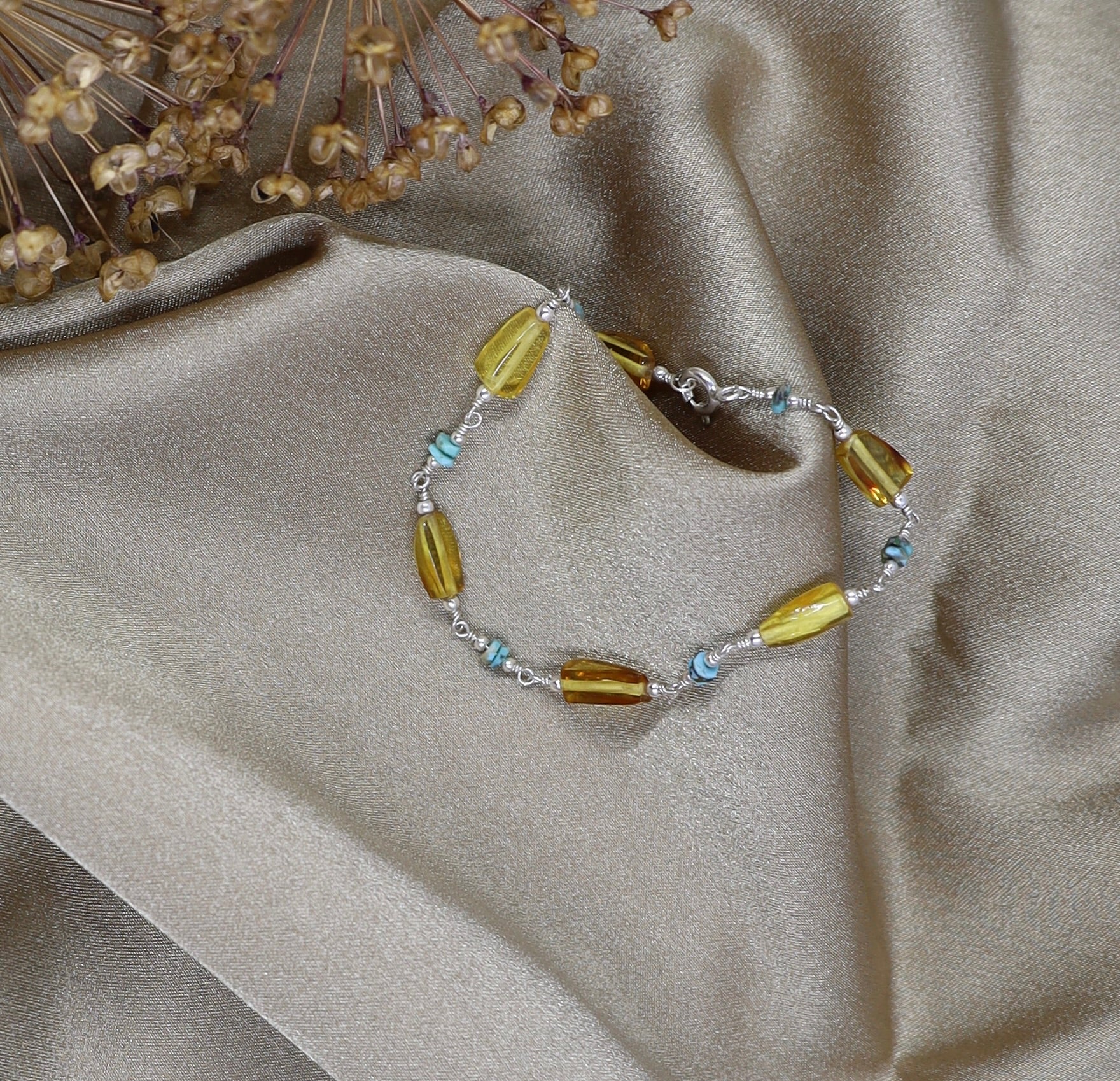 Amber & Turquoise Bracelet